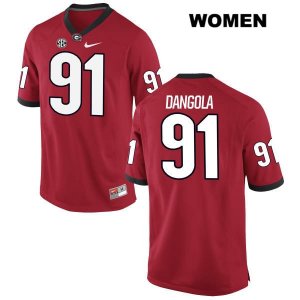 Women's Georgia Bulldogs NCAA #91 Michael DAngola Nike Stitched Red Authentic College Football Jersey CJS5454AJ